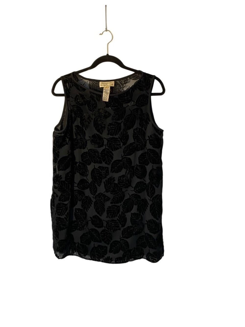 VTG Rena Rowan for Seville burn out black velvet leaf print top 10